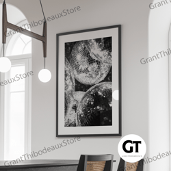 decorative wall art, decorate the living room, bedroom and workplace, disco shining sparkling balls black and white phot