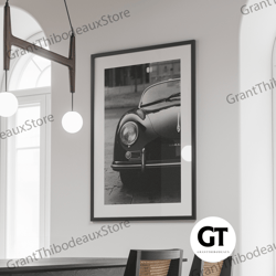 decorative wall art, decorate the living room, bedroom and workplace, old porsche black and white vehicle photography, o