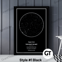 decorative wall art, decorate the living room, bedroom and workplace, star map canvas, the night we met, custom star cha