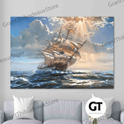 decorative wall art, decorate the living room, bedroom and workplace, wall art  ship canvas, pirate ship painting, rowin