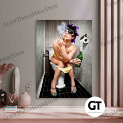 decorative wall art, decorate the living room, bedroom and workplace, wall art  smoking woman in toilet, fashion girl ar