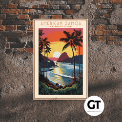 american samoa national park, framed wall art decorative wall art, travel poster, travel art, roadtrip decor, cool wall