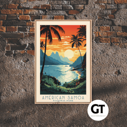 american samoa national park, framed wall art decorative wall art, travel poster, travel art, roadtrip decor, cool wall