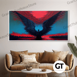 angel gabriel, angelic art, gothic angel framed decorative wall art, cool colorful wall decor