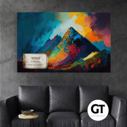 batura ii, mountain wall art, framed decorative wall art, mountain landscape paining print, abstract landscape art