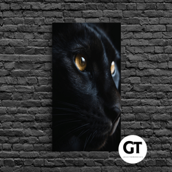 beautiful black cat portrait, cat photography, framed decorative wall art, framed art, halloween witch cat art