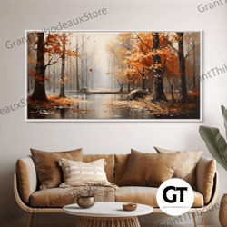 beautiful fall centerpiece landscape painting framed decorative wall art, fall decor, thanksgiving decor, autumn decor,