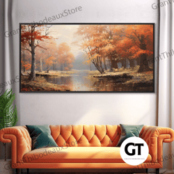 beautiful fall landscape painting framed decorative wall art, fall decor, thanksgiving decor, autumn decor, home decor,