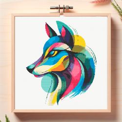 spectral wolf cross stitch pattern pdf instant download wolf forest animal decor ukraine embroidery wolf lover modern