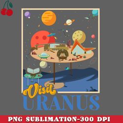 Retro Visit Planet Uranus Mid Century Style Space Travel PNG Download