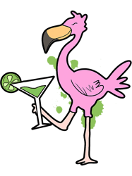 flamingo citrus birdline mixed drink cocktail alcohol bar png t-shirt