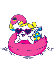 girl in flamingo float summer pool png t-shirt