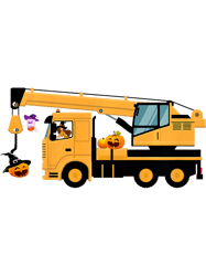 kids kids crane truck pumpkin ghost witch toddler baby halloween png t-shirt