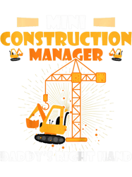 kids mini construction manager 2yellow excavator 2crane png t-shirt