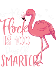 my flock is 100 days smarter flamingo 100th day of school png t-shirt