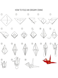 origami paper crane folding instructions png t-shirt