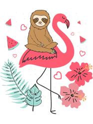 sloth riding flamingo funny valentine sloth lover gift png t-shirt