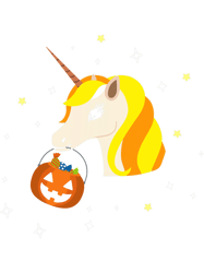 unicorn horse with pumpkin candy halloween pumpkin sweets png t-shirt