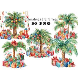 tropical christmas watercolor palm tree clipart png palm tree beach christmas graphics equatorial holiday clipart png