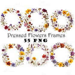 natural pressed wildflowers frame png dried boho flowers frames rustic floral border dried plants overlays png