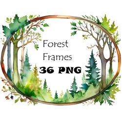 watercolor forest frame clipart digital paper crafts frame border clipart card making clipart invitation making