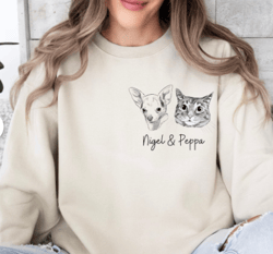custom pet sweatshirt with personalized pet sketch | cozy gift for pet lovers