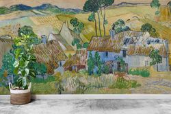 3d wall paper,farms near auvers,paper wall artmodern wall paper,oil painting print,lnadscape wall art,