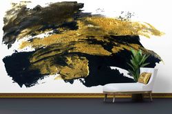 3d wall paper,paper wall artblack and gold brush effect,black wall paper,modern wall paper,modern wall poster,