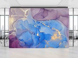 3d wall paper,wall paper peel and stick,custom wall paper,purple and blue marble wall art,shimmery wall mural,