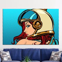 abstract wall art, girl art canvas, home decor wall art, wall art, pop art astronaut woman, canvas, woman printed,