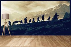 3d wall paper,large wall decor,bright wall paper,lotr the fellowship of the ring,custom wall paper,popular wall print,
