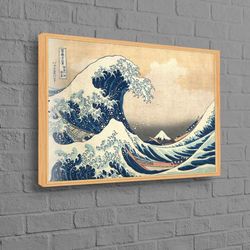 hokusai, rough sea, the great wave art, landscape wall art, sea landscape wall decor, abstract sea canvas art, japan art