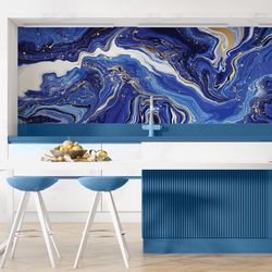 art deco wallpaper, wall paper peel and stick, paper cutting art, gift for him, navy blue marble wall mural, abstract ma