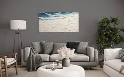 abstract sea beach landscape 3d effect painting canvas print, minimalist modern wall art, neutral coastal abstract artwo