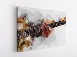 guitar canvas print wall art, abstract guitar art, canvas wall art, abstract watercolour painting on canvas, picture for