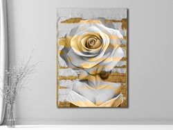 gold marble & rose wall art print on canvas, rose modern abstract gold details canvas wall art, women with rose heads ca