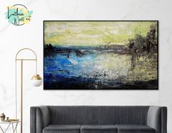 lakeside unique wall art abstract canvas painting wall decor bedroom art above bed, lake art wall painting for bedroom w