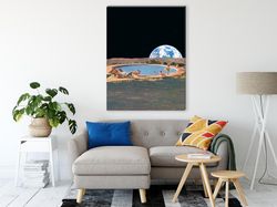 canvas wall art, extra large canvas print, large living room prints, poster, space moon swimming pool