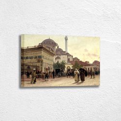 daily life in ottoman empire painting photo canvas, by fausto zonaro, historical painting, classical ottoman, wall art d