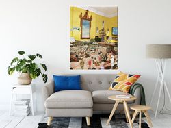 summer large canvas art, yellow bright canvas, collage art, ready to hang art