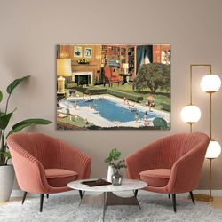 large canvas print, canvas wall art, extra large canvas print, large living room prints, poster,hallway, swimming pool,