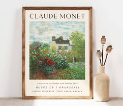 claude monet a corner of the garden poster, monet wall art print, poster wall art, monet exhibition poster, gallery wall