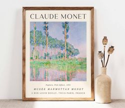 claude monet poplars pink effect poster, monet wall art print, wall art, monet exhibition poster, trees gallery wall, la