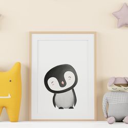 baby penguin nursery decor, cute nursery wall art , baby boy nursery decor, printable nursery art, baby animals art