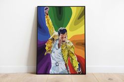 queen band poster,  freddie mercury poster, digital prints, instant download,  music art, home decor, wall art, band pos