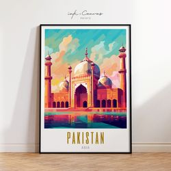 badshahi mosque print, pakistan wall art, pakistani art, south asian art, maximalist art print, vibrant colorful wall ar