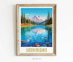 lassen volcanic national park poster california lassen park print maximalist decor landscape nature wall art lassen post