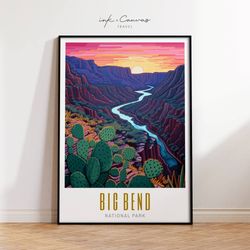 big bend national park poster canyon wall art texas mountain art maximalist decor modern wall art landscape nature wall