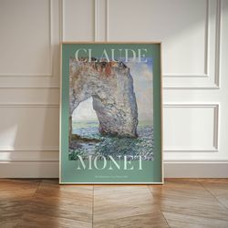 claude monet landscape print, blue and green wall art poster, colourful modern impressionism painting, popular famous ar