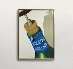 wine wall art, bar wall decor, vintage wall art, wine bottle, corkscrew, retro wall deco